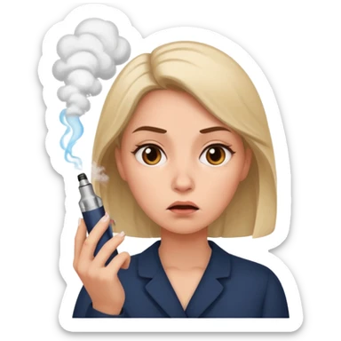 person getting anxious because she cannot smoke the vape sticker