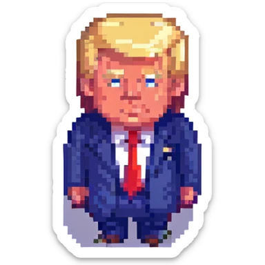 pixel art of Donald Trump, simple and recognizable sticker