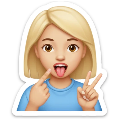 fille doigt entre les dents tire la langue sticker