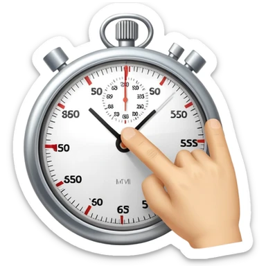 Stopwatch showing 1 minute and 58 seconds, hands pointing just before the 2-minute mark, symbolizing the two-minute rule in productivity sticker