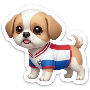 white and light brown shih zhu wearing a Paraguay soccer jersey v neck 2026 work cup sticker