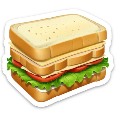 sandwich with white bread, thin sliced chicken, provolone cheese and lettuce. sticker