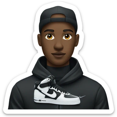 A Panther dressed in a nike tech wearing black air force ones sticker