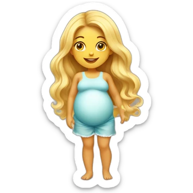 adorable pregnant blond full body women with beach-wave-hair sticker
