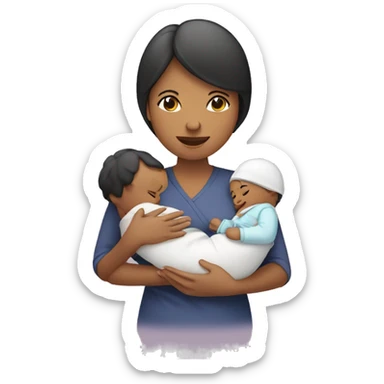 mamá con bebé en manos y enfermera sticker