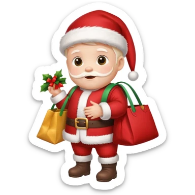 baby Santa Claus is carrying a bag of presents  sticker