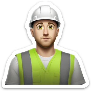 mac miller as construction worker with green eyes realism sticker