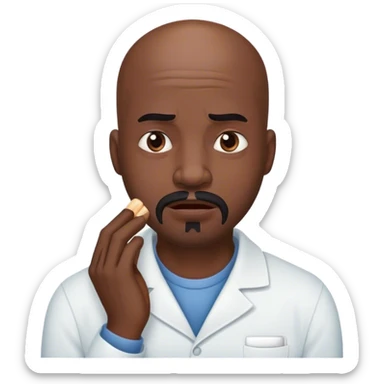 Black bald man with facial hair toothache sticker