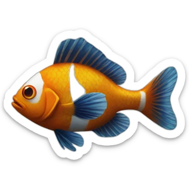 half clown half fish sticker