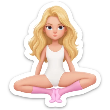 blonde ballerina with pastel pink leg warmers sticker