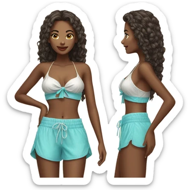 beautiful model girl, beach clothes sticker