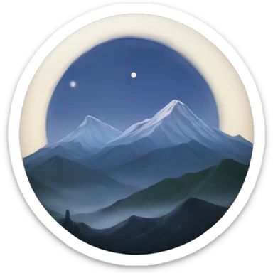 Moon behind mountain sticker