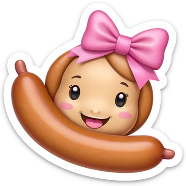 au cute sausage eith a pink bow on the head sticker