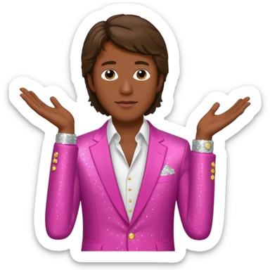 Andy Gibb with dark pink dress shirt, white sequin suit jacket sticker