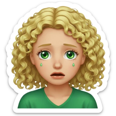 the girl is that criying she has green eyes and blond hair curly sticker