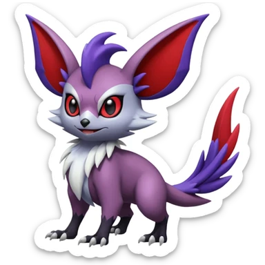 Cute Noibat-Noivern-Mightyena-Silvally-Fakémon-hybrid-creature (full body)  sticker