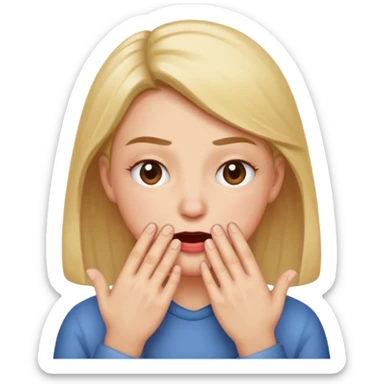 Squinting, Biting lip while rubbing hands sticker