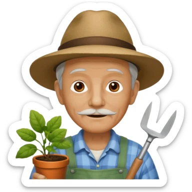 old man gardener  sticker