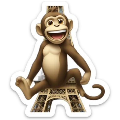 dancing monkey on eifel tower sticker