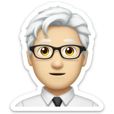 gojo satoru, blue eyes, black glasses, white hair sticker