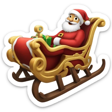 Santa Claus sleigh new year sticker