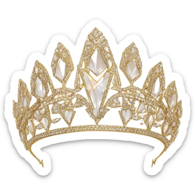 art deco tiara gold crystals no background sticker
