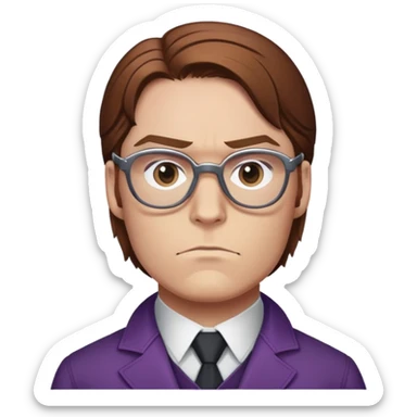Helmut Zemo with brown hair and glasses, villain from Marvel's Captain America Civil War, serious expression sticker