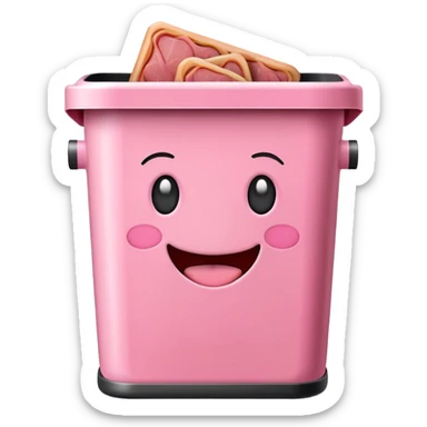 kawaii trash can EMOJI made of SPAM MEAT sticker