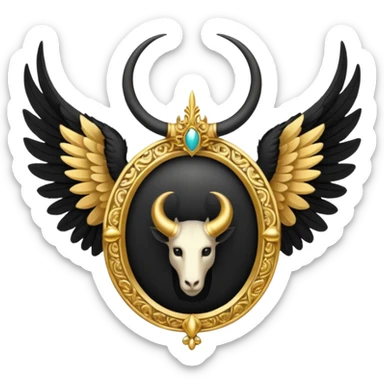 holy saint emblem with black wings with horn sticker