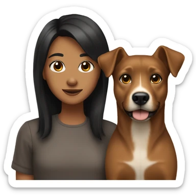My brown dog and me whit black hair and light brown skin sticker