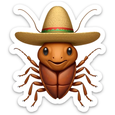 Cockroach with Mexican hat sticker