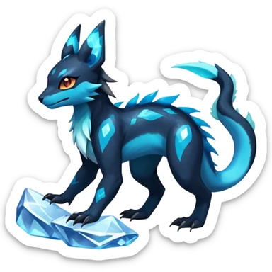 Colorful Dark Shiny Exotic Salandit-Aurorus-Glaceon-Umbreon-Fakémon-hybrid-creature (full body)  sticker