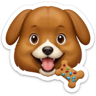 dog biting dog treat sticker