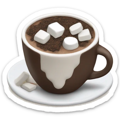 A cup of hot chocolate with marshmallows and Oreo cookie crumbs and frosting   sticker
