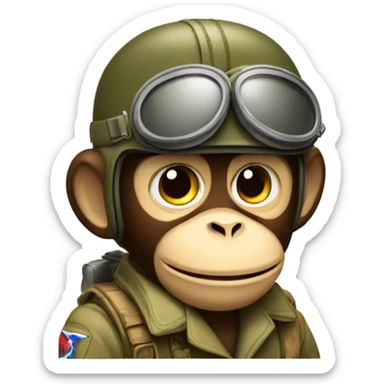 a smug monkey as a ww2 pilot sticker