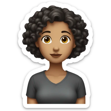 a girl with short curly dark hair sighing in love sticker