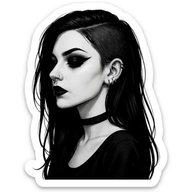 goth black white profile pic  , remove background  sticker