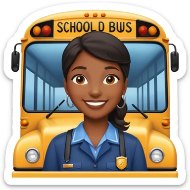 School bus driver black female sticker