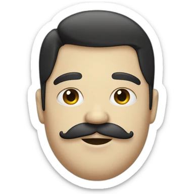 Fat, teenage mustache, black hair, white skin sticker