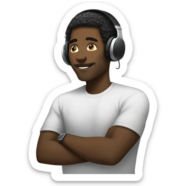 Black man listening to music with headphones on sticker