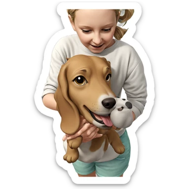 girl with dog outdoors sticker