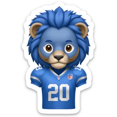 blue color lion wearing american football jersey sticker