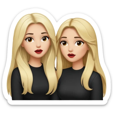Boujy baddie best friends gossiping, one blonde, one brunette, long hair, trendy heavy makeup sticker
