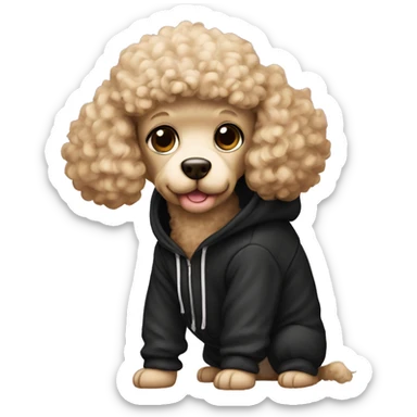 You poodle wearing a black hoodie  sticker