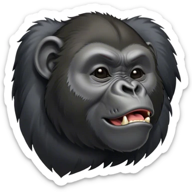 Cinematic Cute Yawning mountain Gorilla Portrait Emoji, Head tilted slightly with a dramatic, wide-open yawn, showcasing a formidable build with a black and greyy mane and drowsy, half-closed eyes, Simplified yet irresistibly adorable features, highly detailed, glowing with a soft, cozy jungle glow, high shine, relaxed yet expressive, stylized with a dash of whimsical primate charm, soft glowing outline, capturing the essence of a drowsy yet affectionate guardian that appears ready to stretch out for a nap! sticker