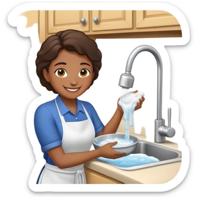 Make an emoji of Amanda hansimikali doing the dishes sticker
