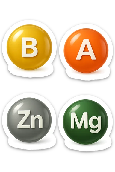 emoji stile iphone in 3d di vitamina B, vitamina A, zinco, magnesio, iperrealistico 4k sticker
