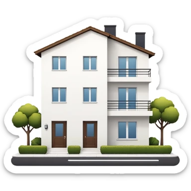 shared house minimalistic on white background, fullly filled sticker