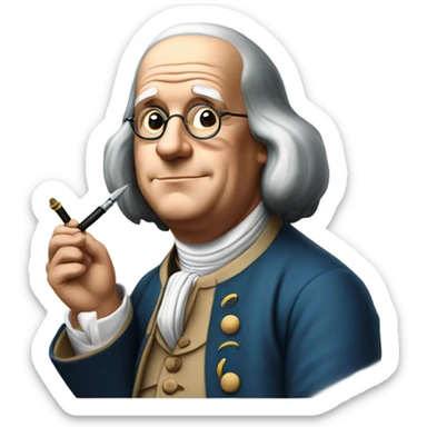 Benjamin Franklin smoking a pen sticker