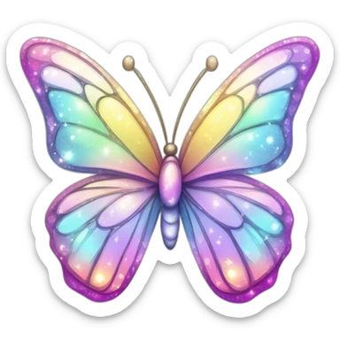 Shiny Glossy Glittery Sparkly Pastel Gradient Hue Iridescent Crystal Butterfly sticker